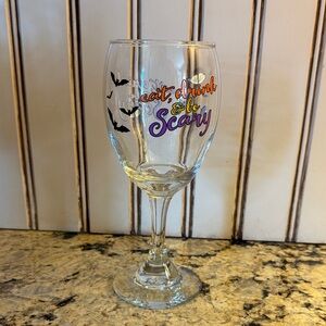 Halloween Wine Glass with Bats and Text